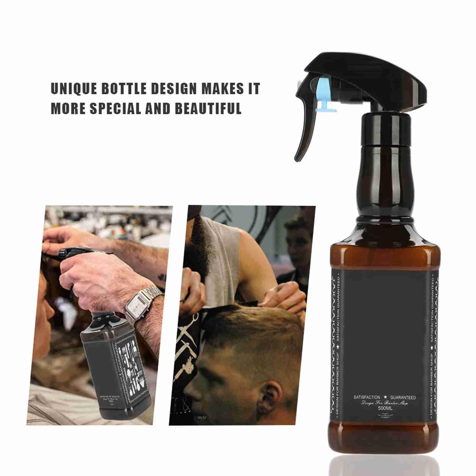 Semme Butelka z rozpylaczem do ciągłej mgły, 500 ml, z ergonomicznym uchwytem i szczelną dyszą do czyszczenia, kręconych włosów, roślin