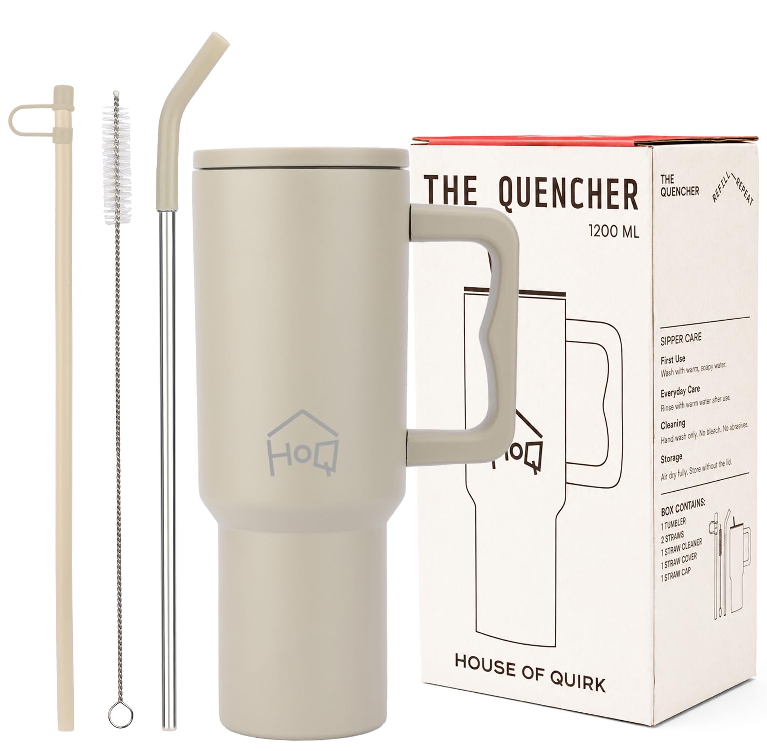 House of Quirk 1200ML Stainless Steel Tumbler Hot and Cold with Handle