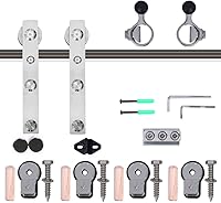 Vista 71 de TSMST Kit de herrajes para puerta corrediza de granero de 6 pies, riel de acero inoxidable de servicio pesado resistente con montaje superior