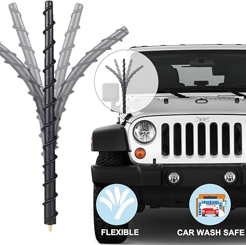 Miniatura 2 de Antena en espiral de 13 pulgadas para antena Jeep Wrangler, antena rechoncha, Jeep Wrangler JK JKU JL Rubicon Sahara Gladiator 2007-2023, antena