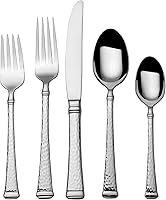 Vista 1 de Mikasa Hammered Harmony 18.10 - Juego de cubiertos de acero inoxidable de 65 piezas, servicio para 12