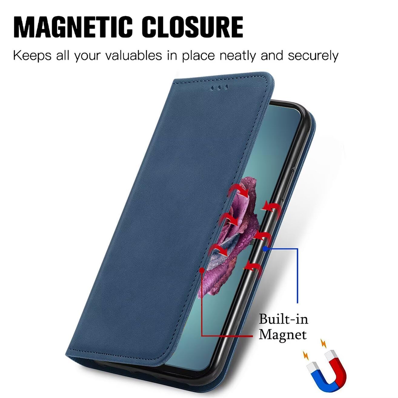 GOKEN Custodia Xiaomi Redmi Note 13 4G – Portafoglio In Pelle Con Supporto E Slot Carte - 2
