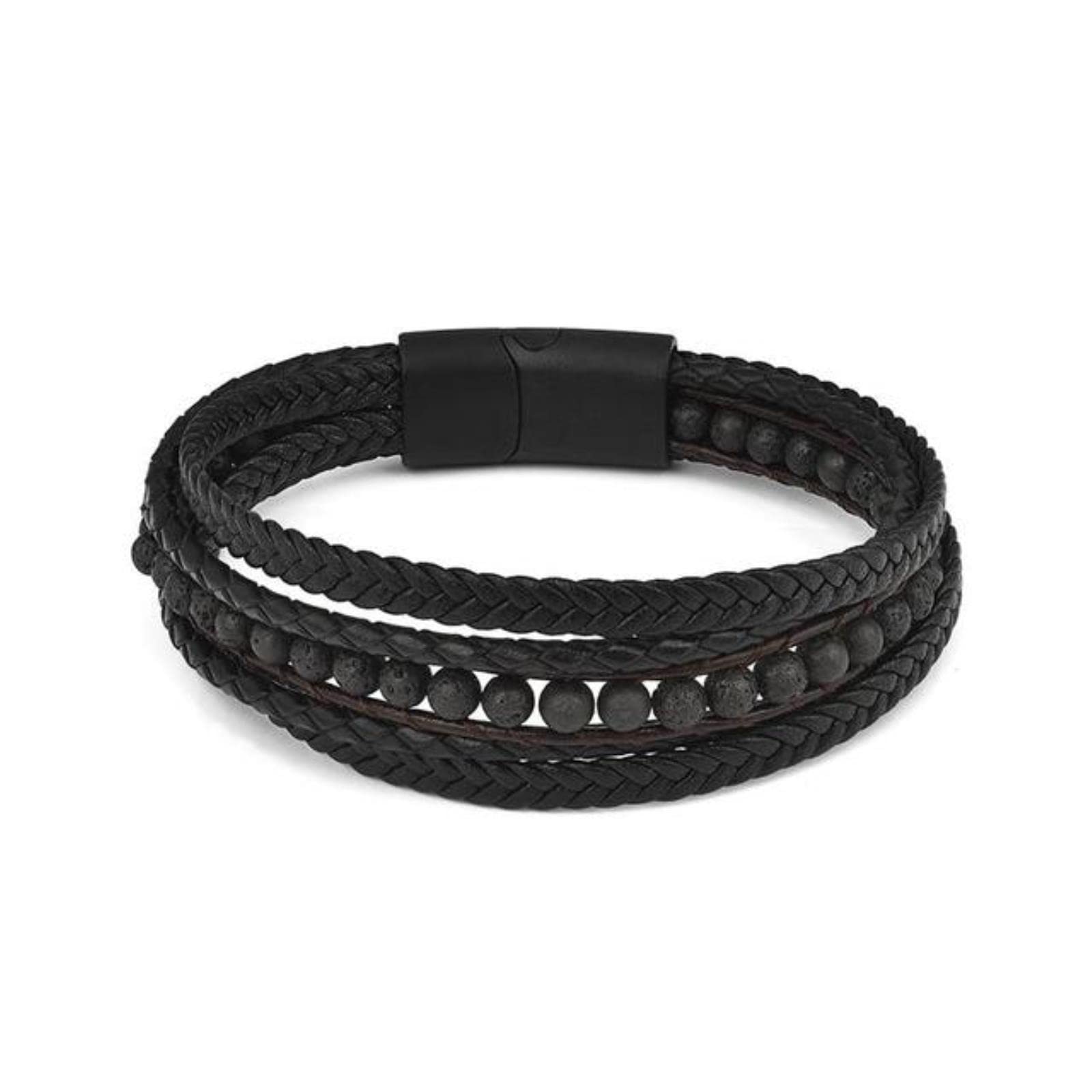 DAOMEI Fashion Natural Stone Beads Men Bracelet Multilayer Leather Bracelet Punk Jewelry Magnetic Clasp Bangles