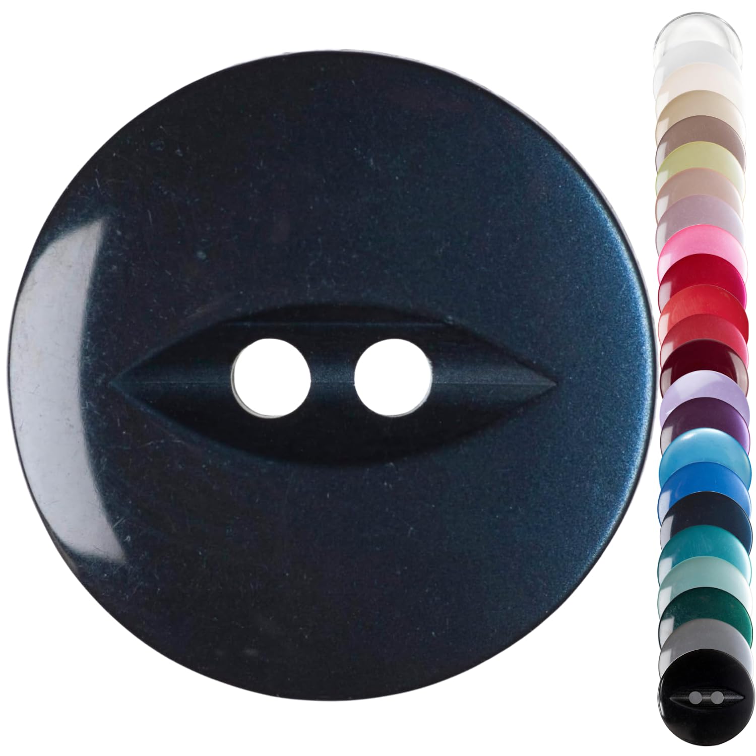 Navy Small Cardigan Buttons, 14mm Fish Eye, Pack of 10 Matching