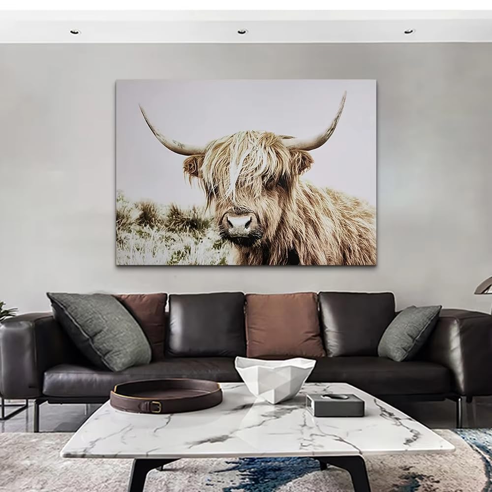 Ihhgnb No Frame Classic Vintage Wall Art, Modern Cow Canvas Printed Poster, Home Living Room Bedroom Entryway Decorative Painting(40X60cm(16X24in)/No Frame)