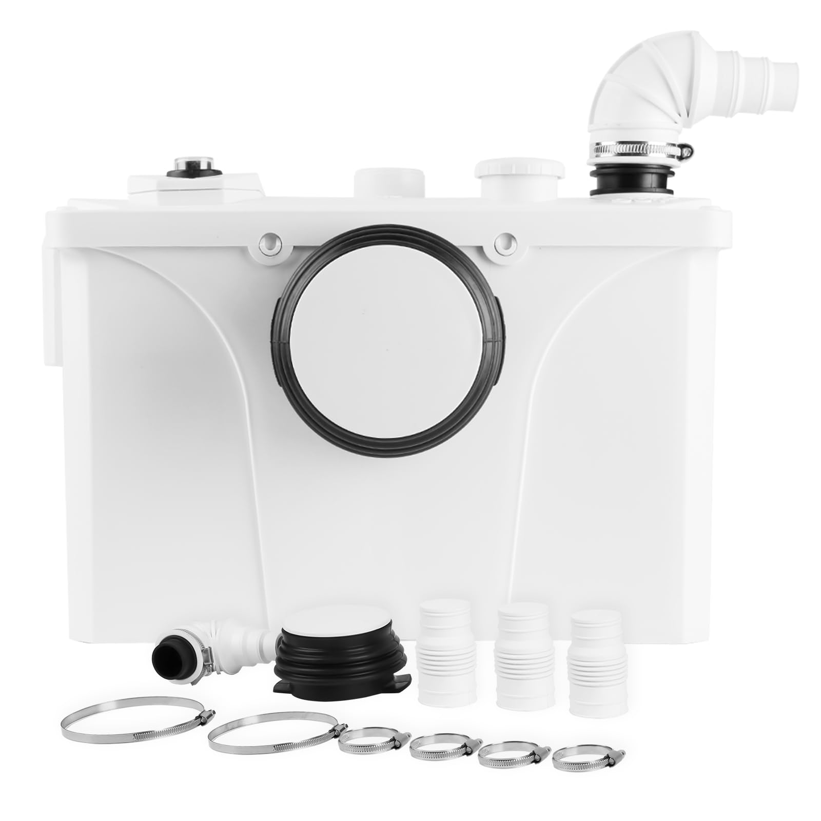 Broyeur Sanitaire 700W Pompe de relevage pour WC, Lavabo, Douche Pompe Eaux Usées,190L/min, avec 4 entrées pour Toilettes Pompes de Relevag
