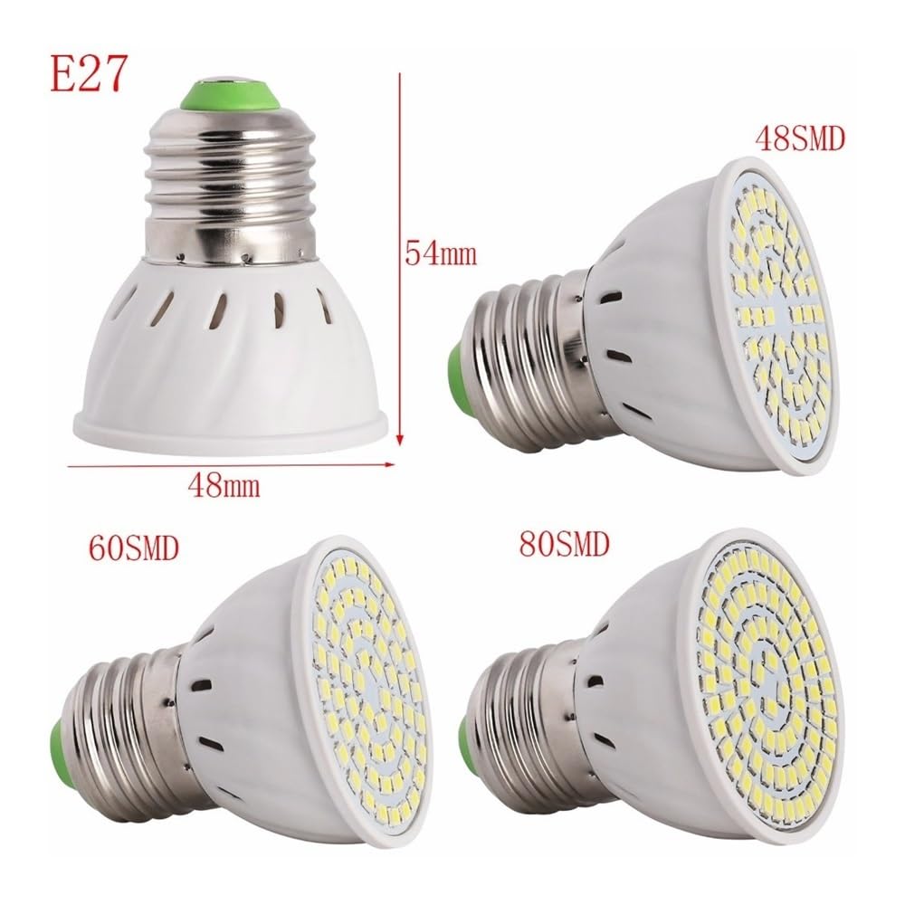 RZL Lighting, Paquete de 20, lámpara de luz LED AC220V E27/E14/MR16/GU10 2835SMD Bombilla LED lámpara de Foco LED(Cold White E27,2835 80LED)