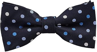 Flairs New York Polka Dots Collection Bow Tie & Pocket Square Matching Set Midnight Blue [Polka Dots]