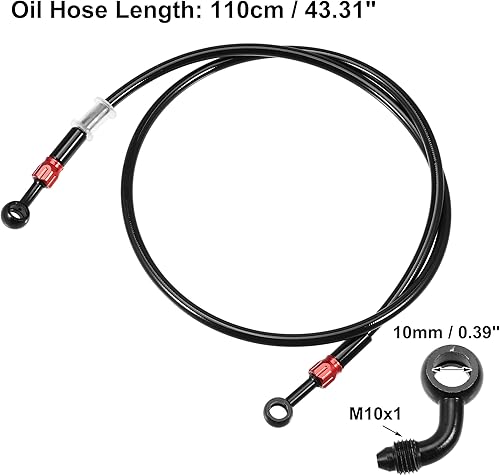 Miniatura 5 de X AUTOHAUX Manguera de freno AN3 28 90 grados M10 motocicleta hidráulica línea de aceite manguera de aceite para ATV motocicleta Motocross Racing