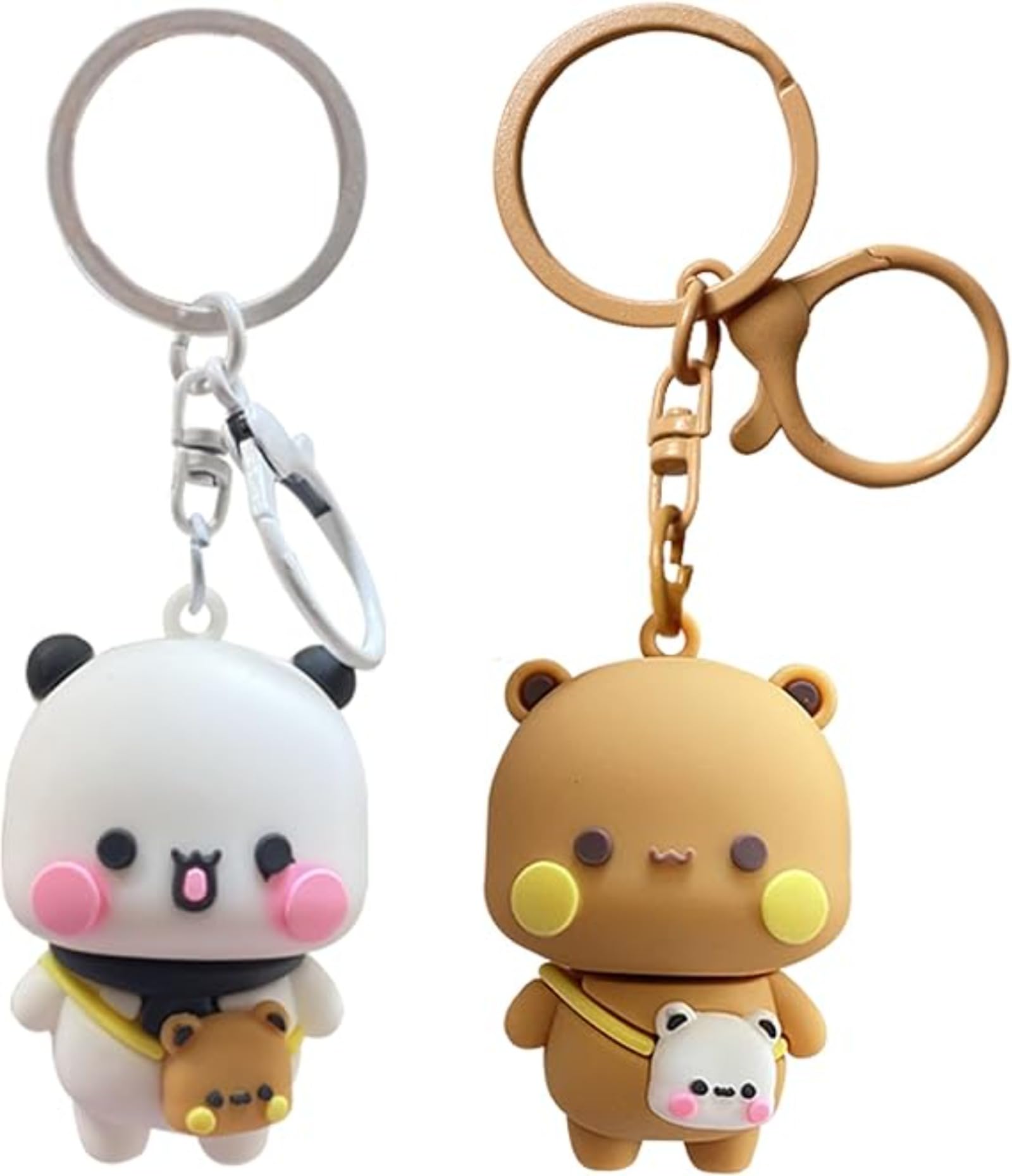 2PCS Cute Keychains BuBu Dudu, Mini Kawaii Cartoon Statue Bears