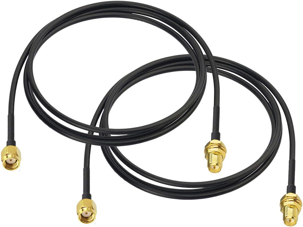 Bingfu RP-SMA Male to RP-SMA Female Bulkhead Mount RG174 WiFi Antenna Extension Coaxial Cable 1m / 3 feet (2-Pack) for WiFi Router Security Camera Wireless Mini PCI Express PCIE Network Card Adapter