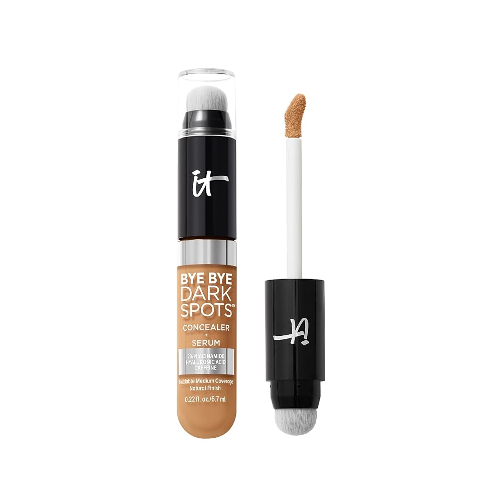 IT Cosmetics Bye Bye Dark Spots Concealer + Brightening Serum - 2% Niacinamide, Hyaluronic Acid & Caffeine - Medium Coverage, Natural Finish, All Skin Types - 32 Medium Warm, 0.22 fl. oz