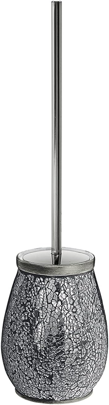 Gedy Grey, G-Myosotis, Toilet Brush, Bathroom Brush Made of Ceramic and Glass, 2 Year Warranty, Dimensions 46 x 12.5 x 12.5 cm and Weight 0.95 kg, R&D Design, Unique