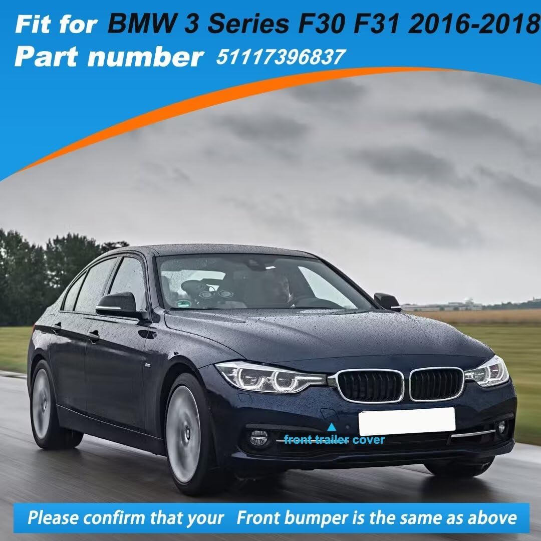 Car Front Bumper Tow Hook Cover Cap Towing Eye for BMW 3 Series F30 F31 LCI Sedan Wagon Fit 320i 325d 328i 330d 330e 330i 340i 2016 2017 2018(Black) 51117396837