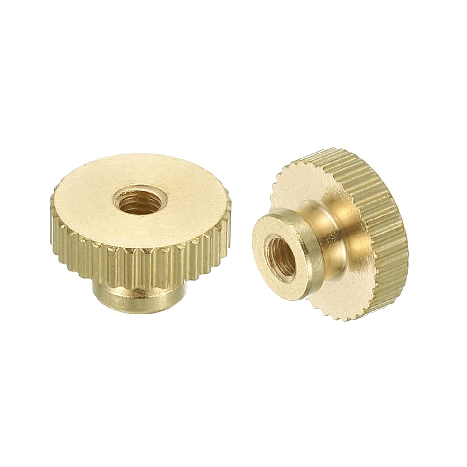 uxcell Knurled Thumb Nuts, 12pcs M8 x D23mm x H16mm Brass Knurled Nut with Collar High Head Through Hole Adjusting Nuts for 3D Printer Parts