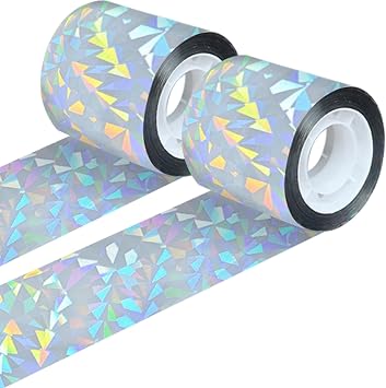 ASTIMESA Double Sided Reflective Bird Scare Tape, Holographic Sparkly Bird Tape, Flash Reflective Ribbon for Birds Woodpeckers Pigeons Keep Away from House Garden Patio 2, 524.9 Ft