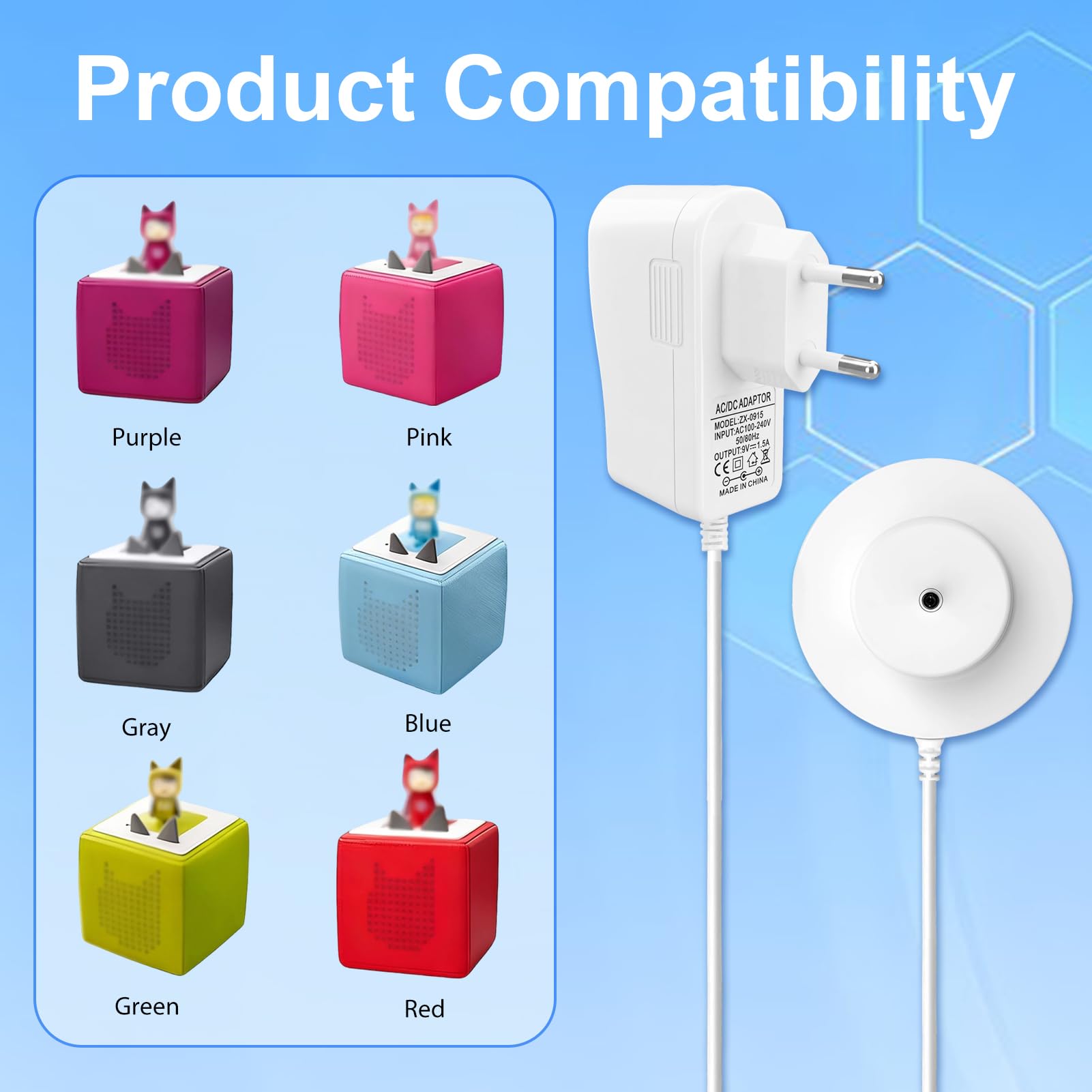 9V Chargeur pour Toniebox, 1.8M Câble d'alimentation pour Tonies Box Lecteur Audio, Station de Charge Remplacer Adaptateur pour Toniebox Haut-Parleurs Stéréo Externes - 2