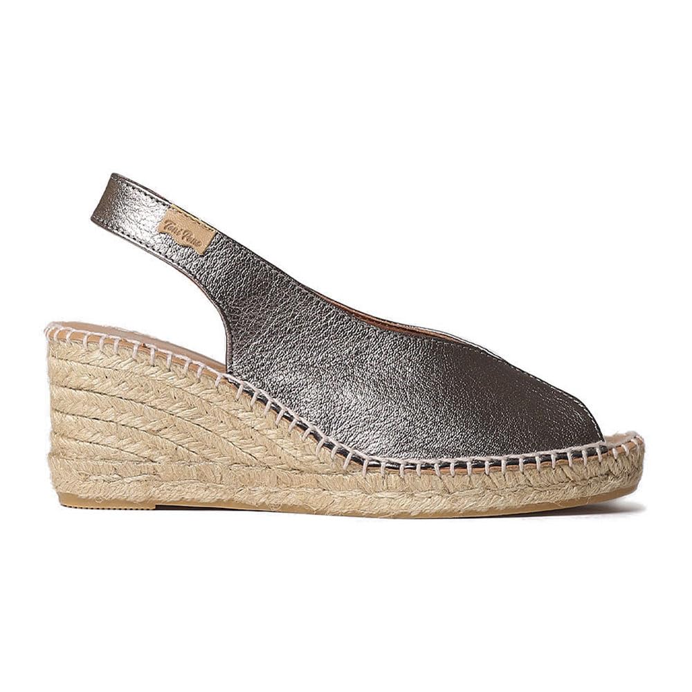 TONI PONS Laila-P - Alpargata de cuña para Mujer Estilo Peep Toe elaborada en Piel.