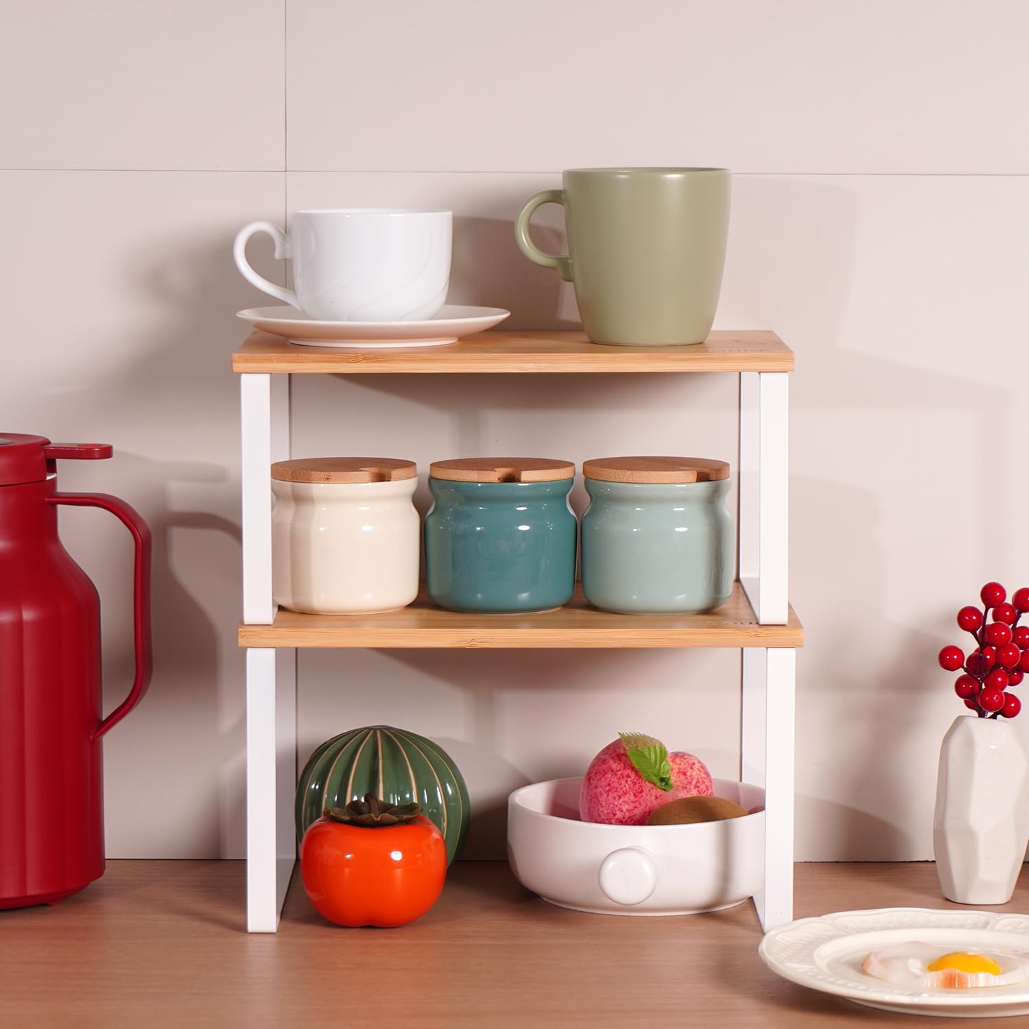 Kitchen Cabinet Organizer Shelf | Set Of 2 Stackable Spice Racks ...
