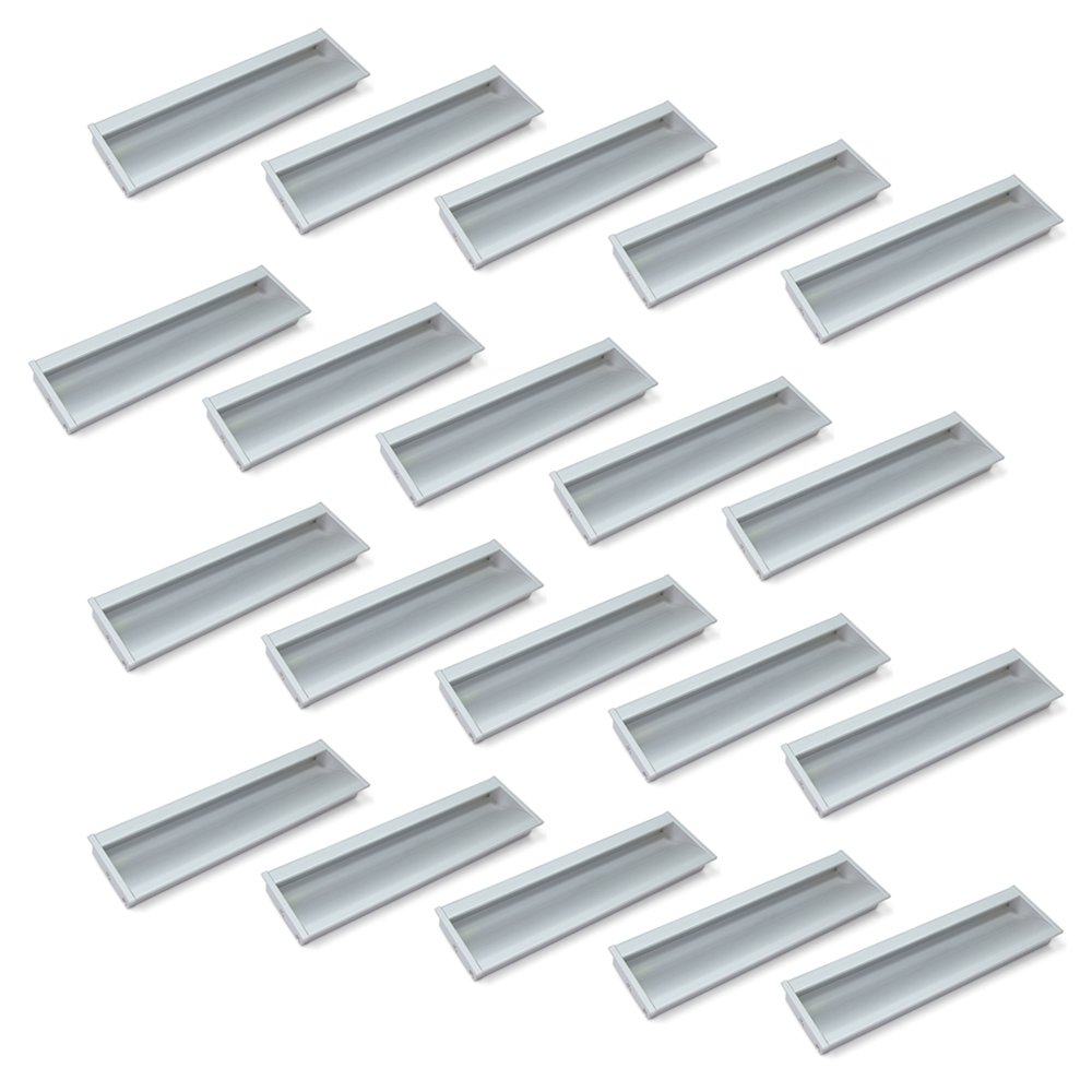 Emuca 9163062 Tirador encastrado para mueble, 190x45mm, aluminio, anodizado mate, Set de 20