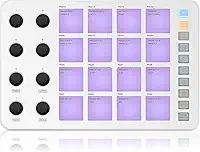 M-VAVE SMC-PAD VEDO Controlador MIDI, 16 Almofadas Sensíveis à Velocidade RGB, 8 Botões Atribuíveis, Conexão USB-C Bateria Recarregável sem fio suporta maioria das conexões PC telefone celular CUVAVE