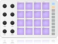 M-VAVE SMC-PAD VEDO Controlador MIDI, 16 Almofadas Sensíveis à Velocidade RGB, 8 Botões Atribuíveis, Conexão USB-C Bateria Recarregável sem fio suporta maioria das conexões PC telefone celular CUVAVE