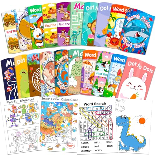 Elfew 20Pack Small Activity Books for Kids Age 4-8,8-12,Puzzles Books for Kids Party Favor Gift, Brain Game, Over 280 Different Games fit Classroom...