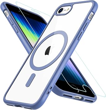 BESINPO Magnetic Case for iPhone SE 2022/SE 2020/8/7 Case, with Tempered Glass Screen Protector, [Compatible with MagSafe], Military Drop Shockproof Cover for iPhone SE 3/SE 2/8/7 4.7 inch,Light Blue