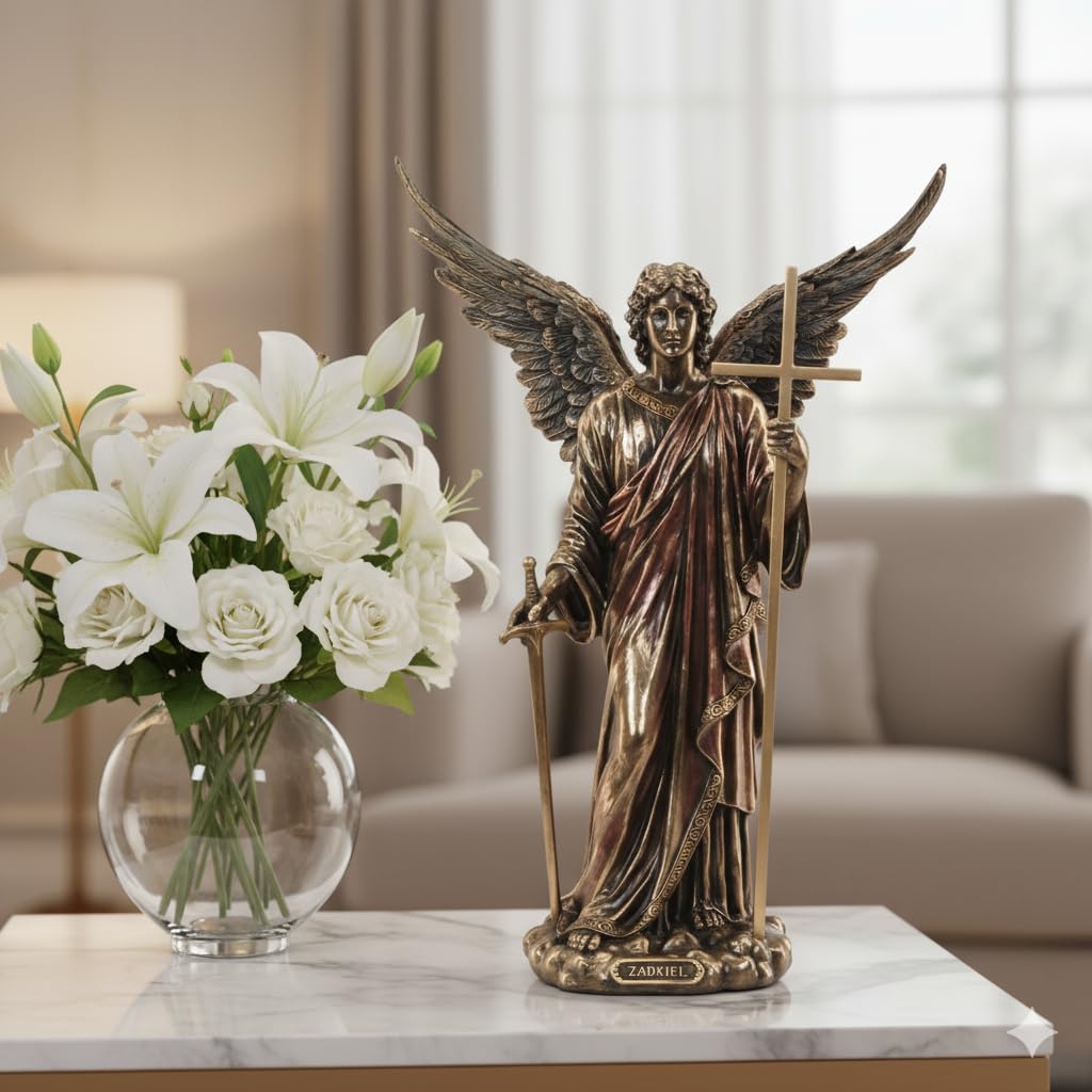 Art Deco Home Figura Decorativa ARCANGELO ZADKIEL, Resina, 36 m