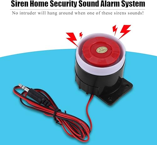 Miniatura 5 de Bocina de alarma, sirena de alarma con cable de 12 V CC con sistema de alarma de sonido, sonido lo suficientemente fuerte como para asustar a los