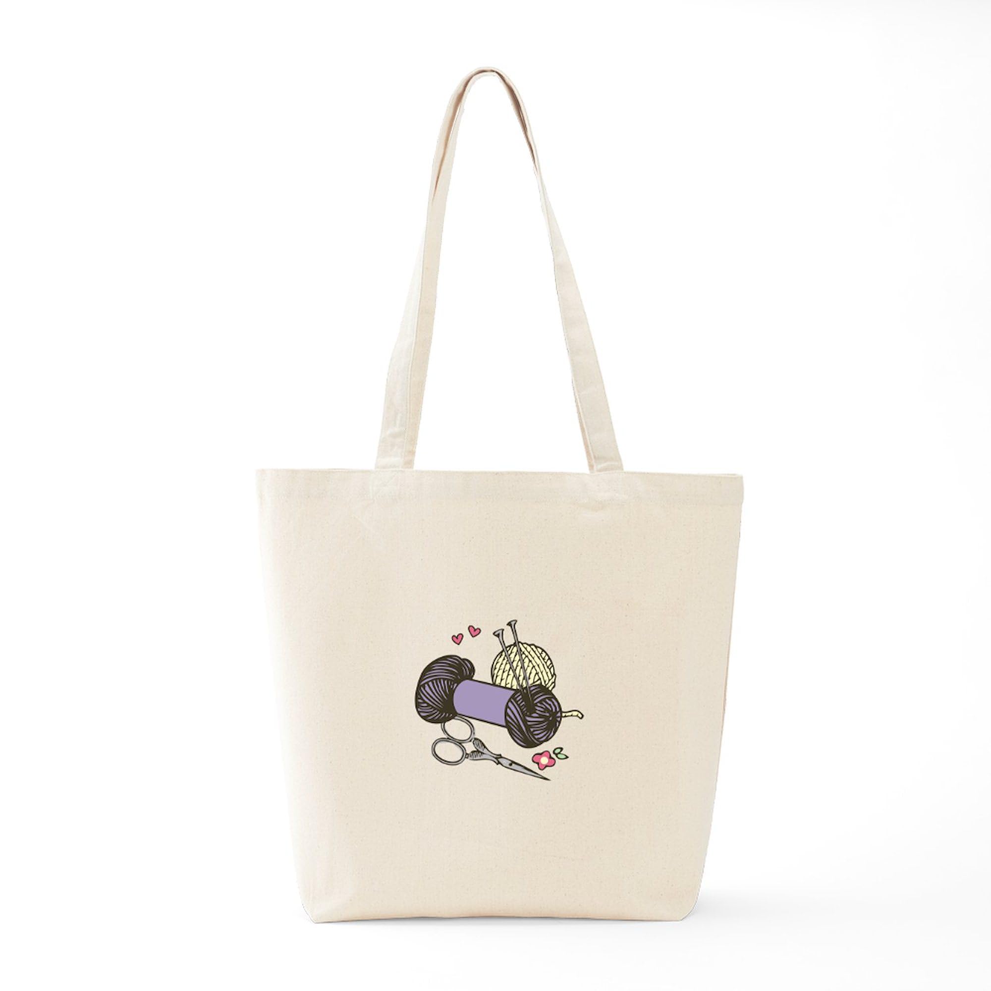 CafePress 'Love Knitting' Canvas Tote Bag - Reusable Natural Cotton Shopping Bag - View #3