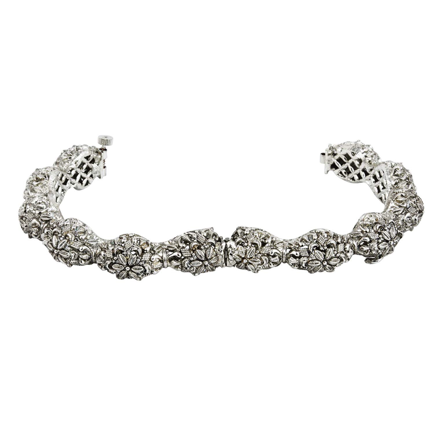 Rajasthani Silver Plated Ethnic Patla/Kada Bangles (Size 2.2)