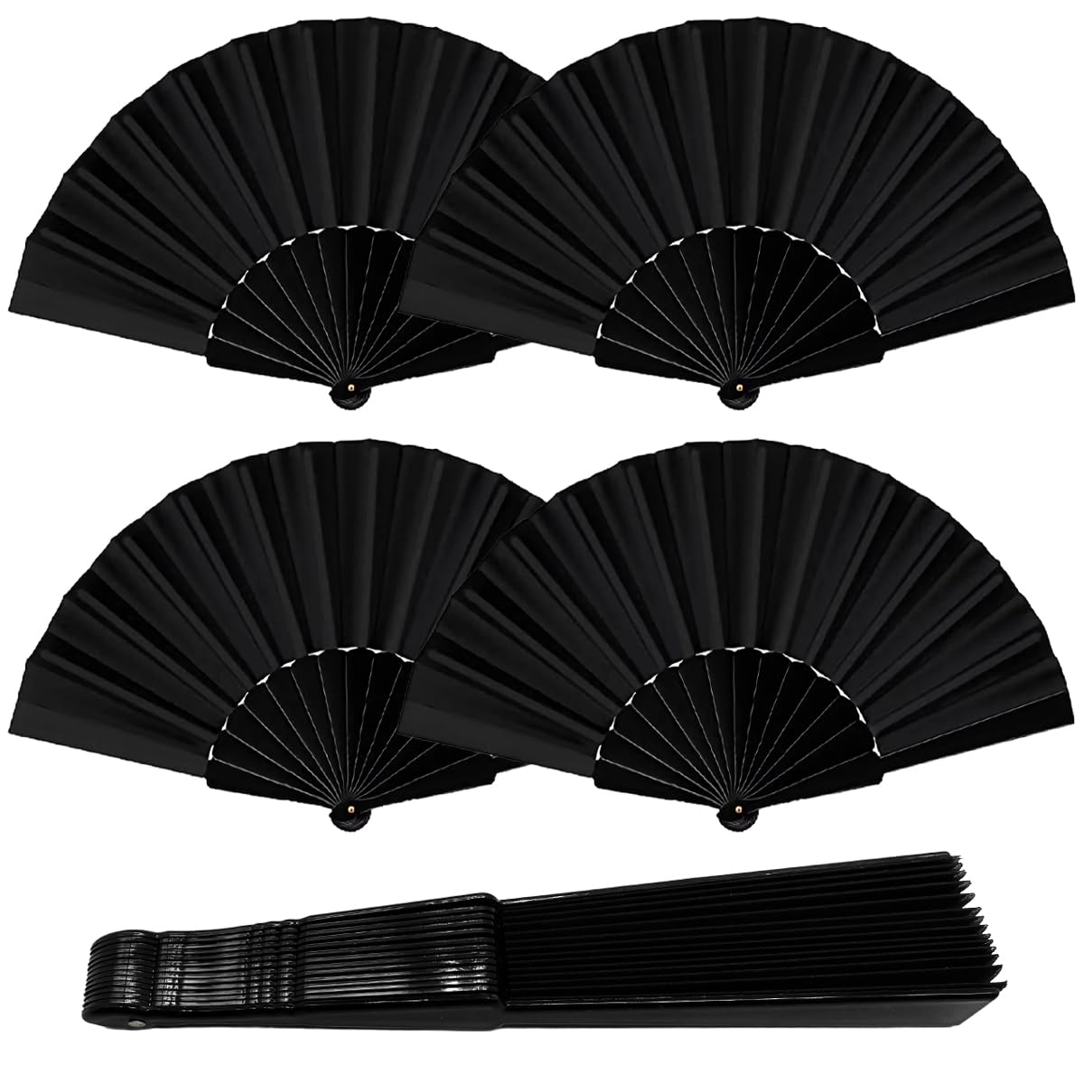 IOUALEY 4 Pcs Folding Hand Fan, Silk Fabric Hand Held Fans Vintage Foldable Fan for Women Wedding Favors Baby Shower Party Gift DIY Craft Home