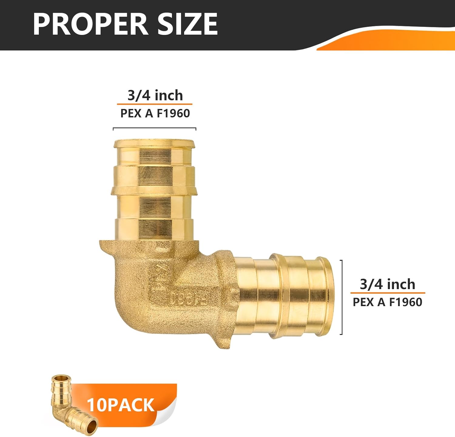 10-Pack HeSun Pex-A Fitting, 3/4 Inch Expansion Elbow(90-Degree),Pex Expansion Fitting 3/4" x 3/4" Elbow,ASTM F1960(PEX1960035)