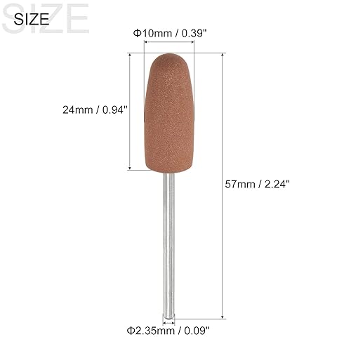 Miniatura 2 de uxcell 12 piezas de piedra montada abrasiva de 400 granos 0.093 in vástago 25 "(10 mm) de diámetro cabezas cónicas ruedas de pulido y pulido de