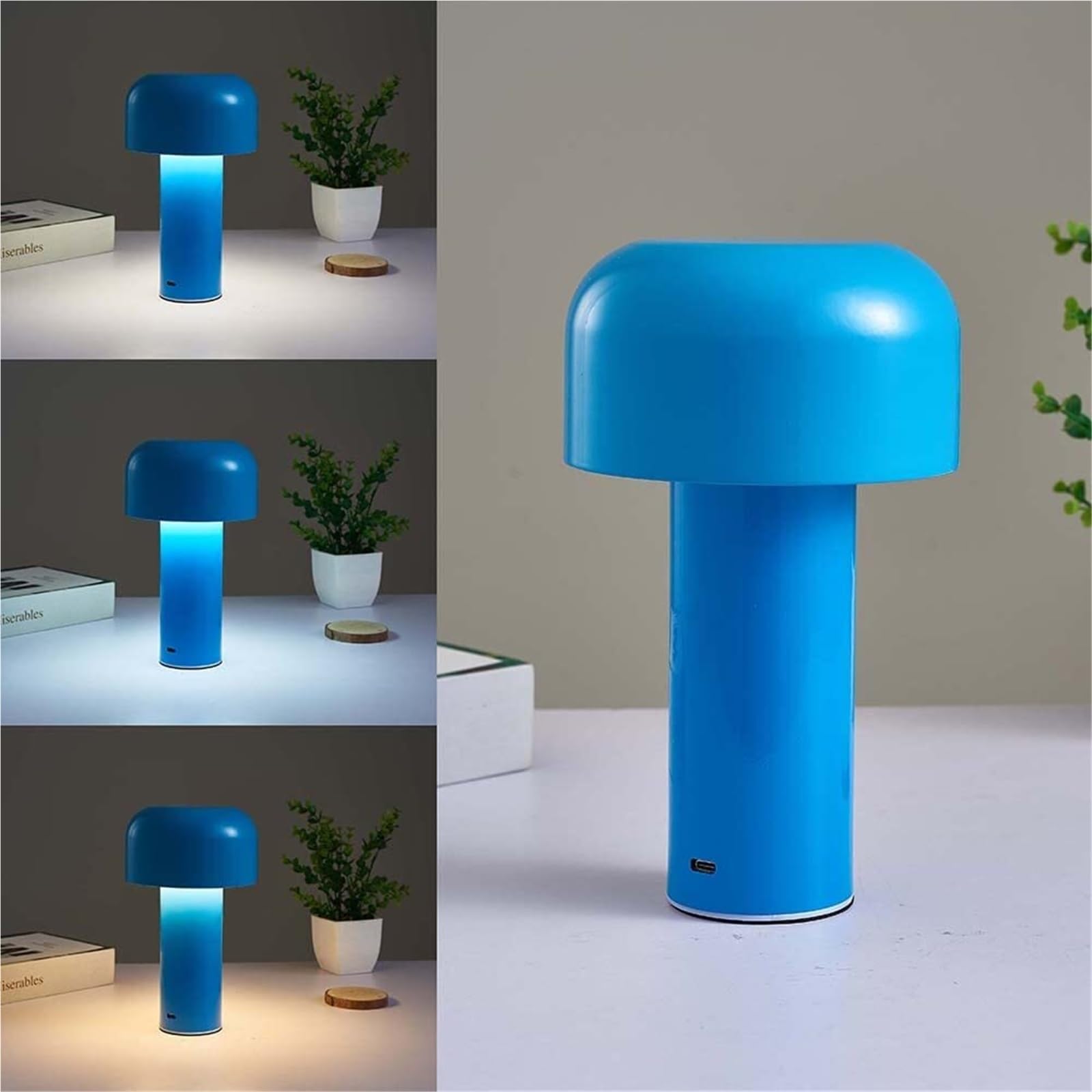 KHUKHU Mushroom Desk Lamp Portable Cordless Night Light USB Rechargeable