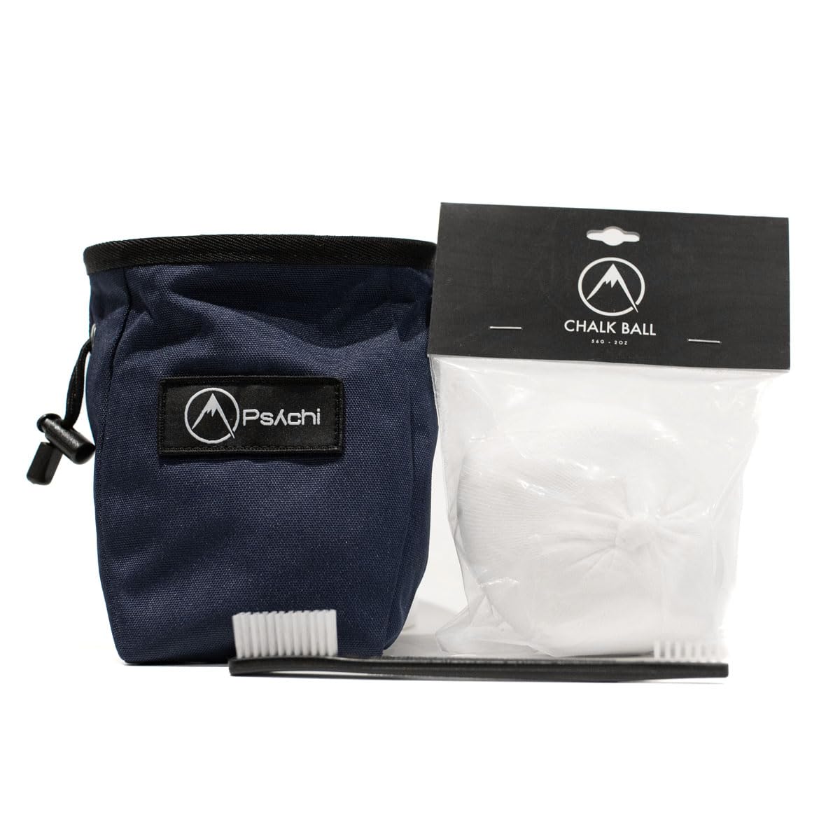 Psychi OG Waist Chalk Bag Starter Pack Bundle for Rock Climbing Bouldering Gym (Navy Blue)