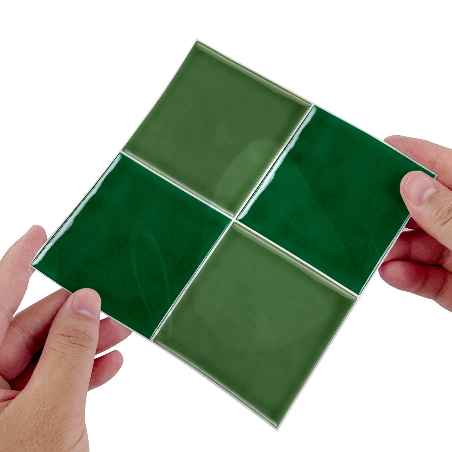 Alwayspon 25PcsX15cm/6inch Green Mosaic Effect Thick Tile Sticker, Vinyl Peel and Stick Self-Adhesive Splashback Waterproof Stick on Tile Transfer Sticker for Kitchen Bathroom Wall - Image 2