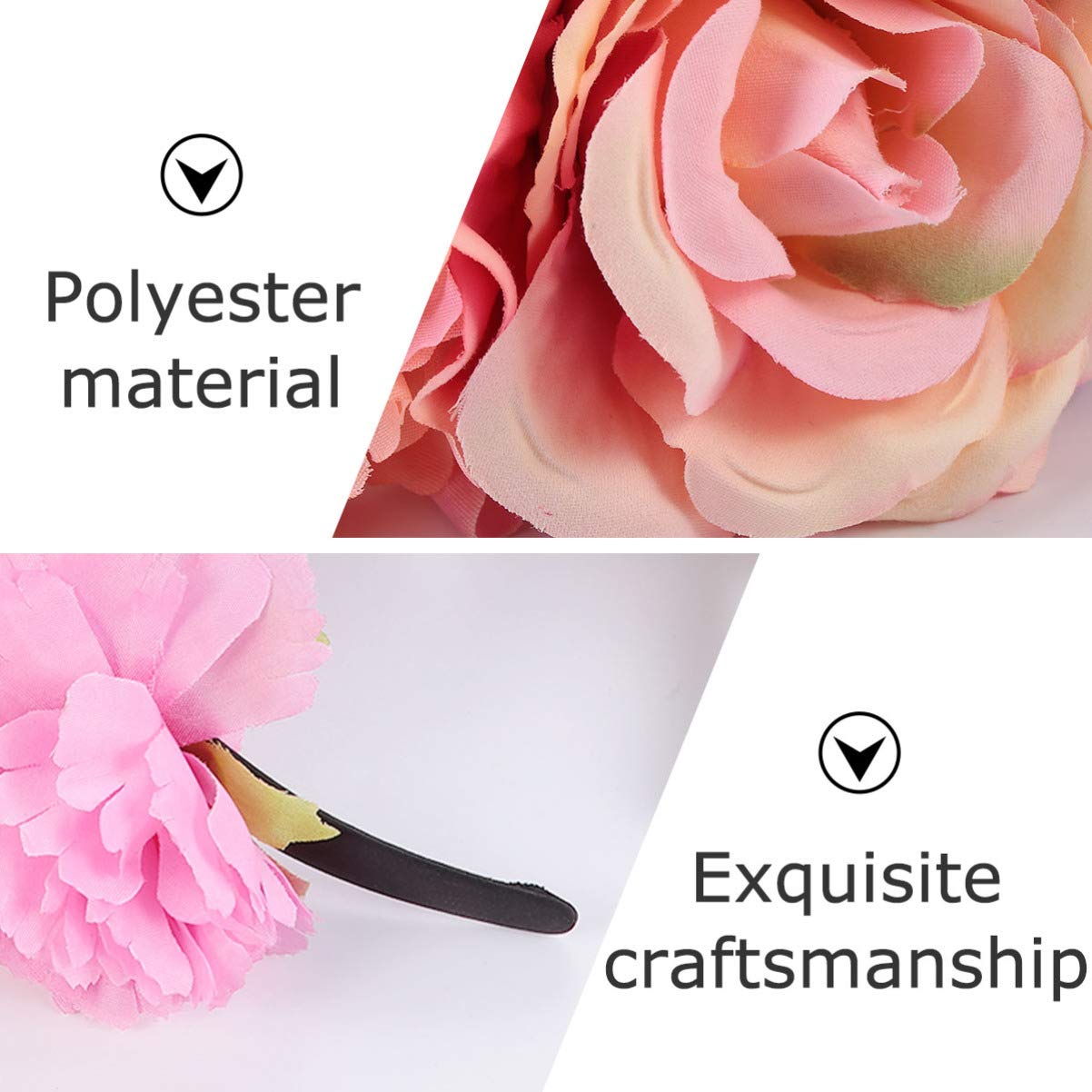 Toyvian Rose Floral Crown Headband: Women Flower Garland Hair Wreath Headdress - Gothic Bride Headband for Halloween Parties