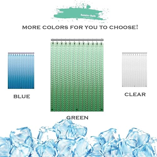 Miniatura 8 de Cortina de ducha de plástico con cristal 3D verde, 72 x 72 pulgadas, fino y ligero cubo de hielo de plástico para baño, ducha, sala de exposiciones,