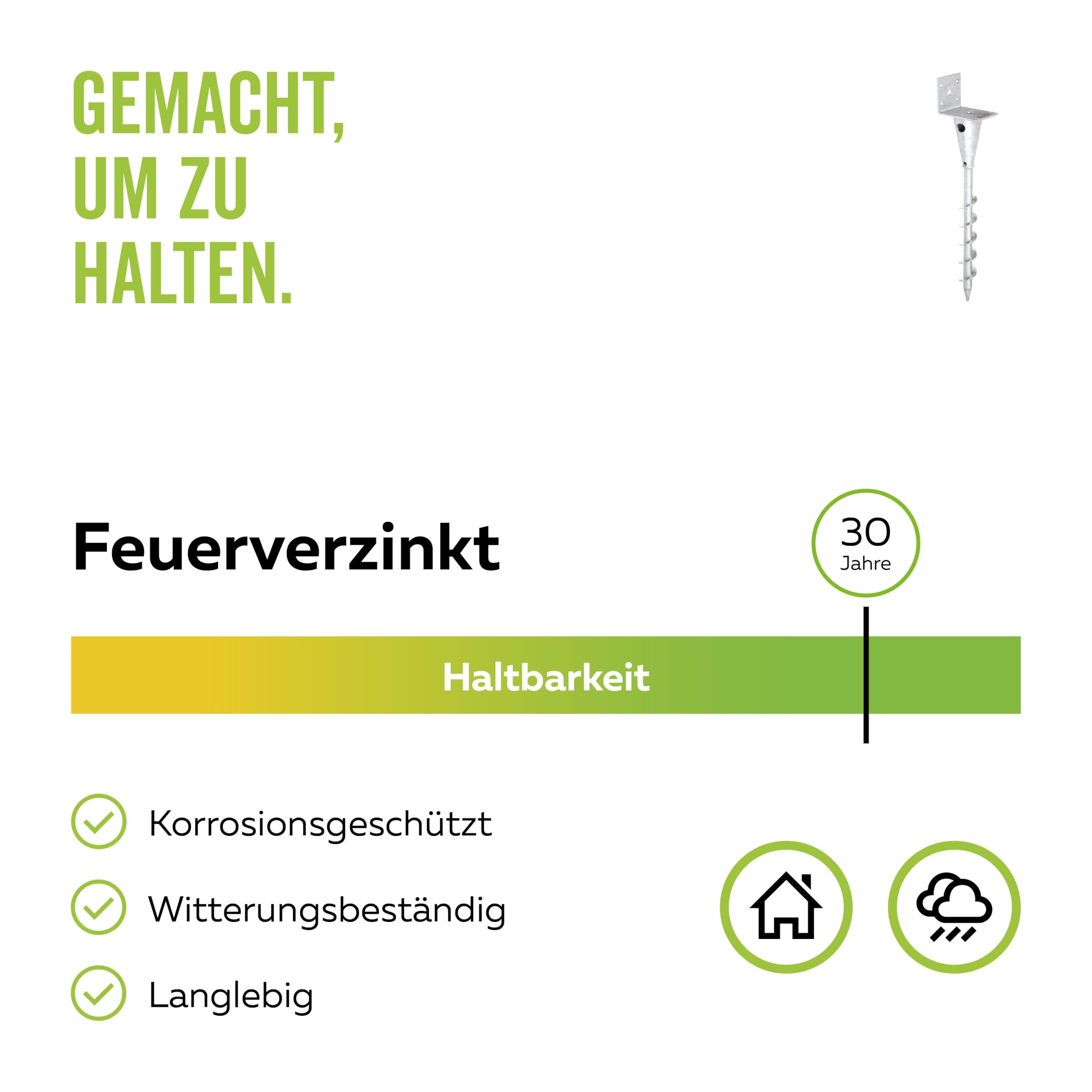 Alberts 8er Set L-Pfostenträger für Vierkantholzpfosten | zum Einschrauben | feuerverzinkt | Gesamthöhe 470 mm | Breite 95 mm