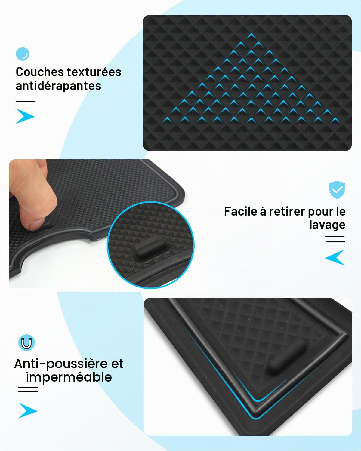 CDEFG Compatible avec Audi A1 GB 2019-2024 2025 Tapis Anti-poussière Antidérapante, A1 GB Porte Intérieure Tasse Boîte de Bras Tapis de Stockage A1 Sportback 2025 Accessoires (Noir)