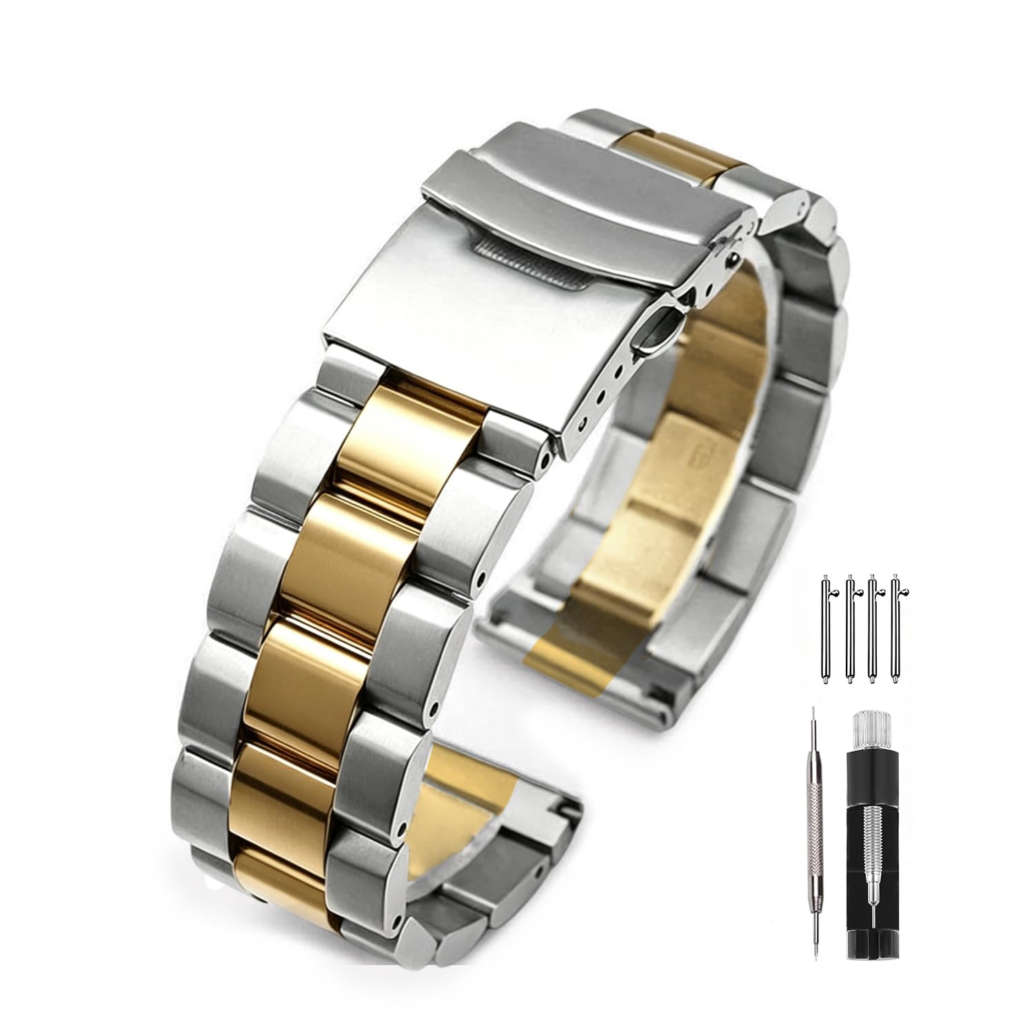 Silver/Black/Blue/Grey/Gold Stainless Steel Watch Bands, Brushed Polished Finish Watch St…