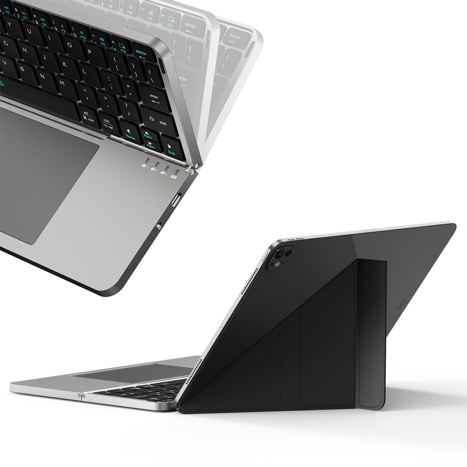 Foldable Keyboard with Touchpad Small Size and Easy to Carry 3-Device Switching Portable Wireless Keyboard for Laptop Tablet