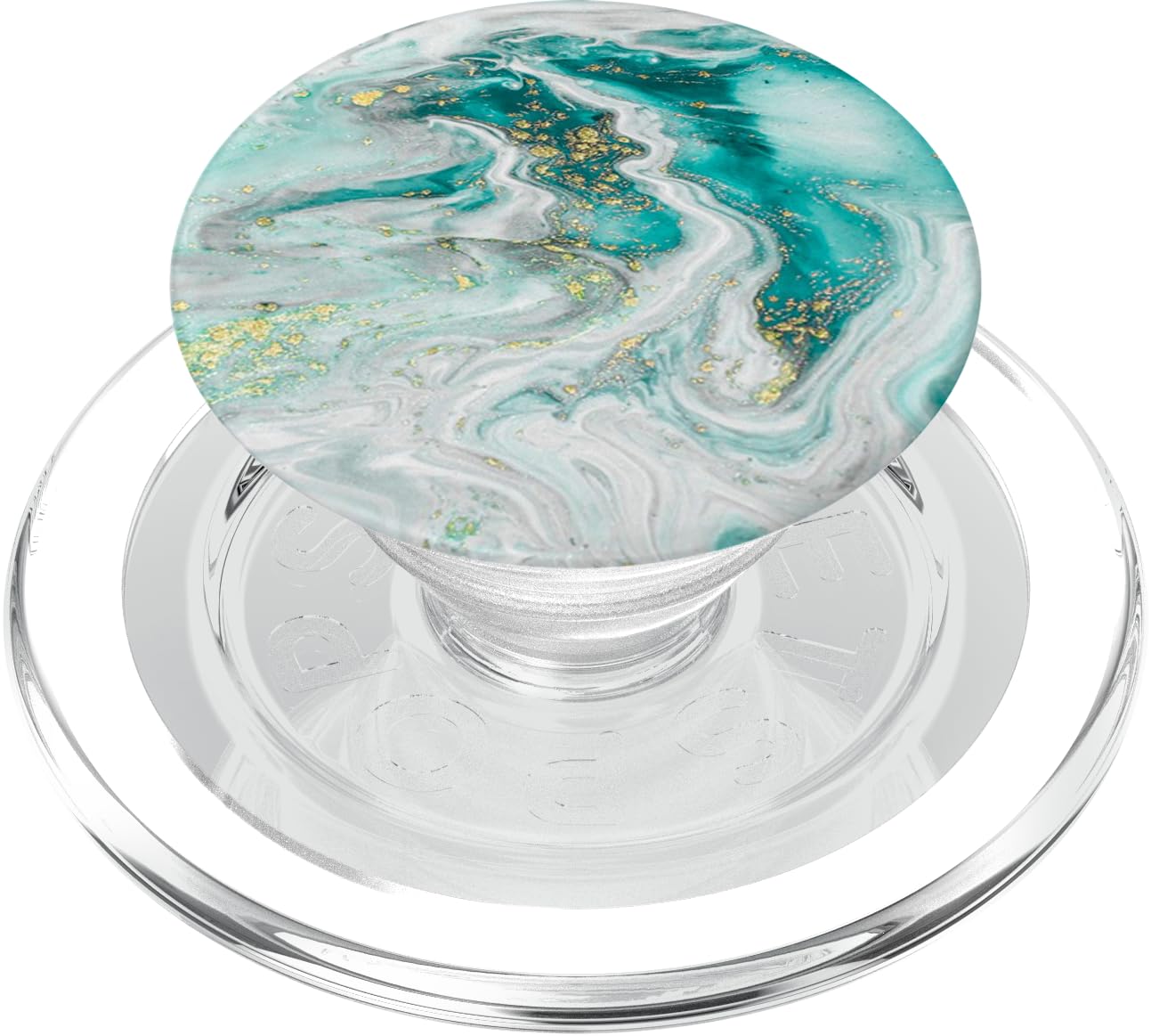 Teal Ink Marbled Design Pop Mount Sockets Phone Grip PopSockets PopGrip for MagSafe
