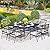 PHI VILLA 9 Pieces Outdoor Dining Table Set for 8, 60” Square Wrought Iron Dining Table & Heavy-Duty Steel Dining Chairs with Cushions, Large Dining Furniture Set for Patio, Deck, Yard, Porch