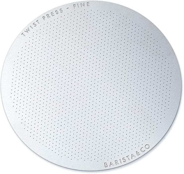 Barista & Co Reusable Metal Filter for Twist Press, Premium Stainless Steel Fine Metal Filter, Silver