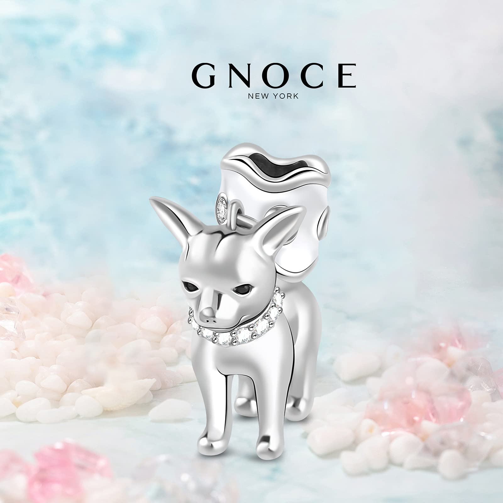 GNOCE Ciondoli per cane cucciolo per braccialetto/collana in argento sterling 925 Chihuahua bassotto ciondolo per donne e ragazze amanti degli animali