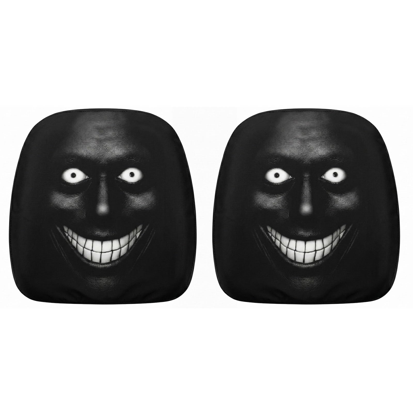 Introti 2Pcs Ghost Face Headrest Covers Breathable Scary Print Headrest Protector Washable Elastic Spooky Headrests Cover for Auto/Vehicle/Truck/SUV (Style F)