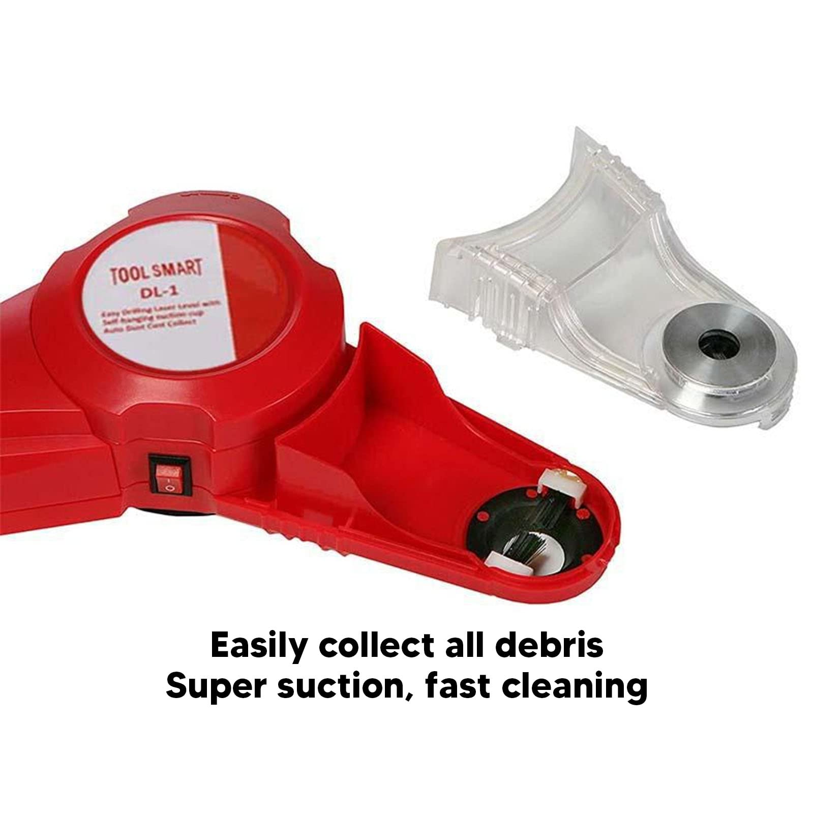 Taladro Colector de polvo Manos libres Colectores de polvo Kit de sierra perforadora, nivelador láser de perforación inalámbrico de succión fuerte ABS para pared